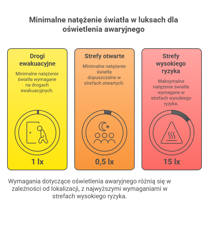 ile luksów powinno mieć oświetlenie awaryjne